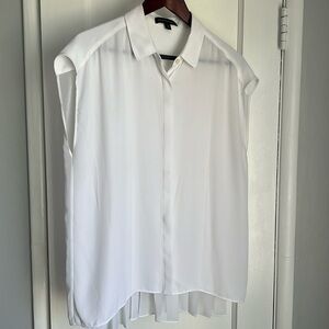 Semi sheer white blouse with pleated back